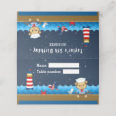 Nautical Boy Monkey Red Navy Birthday Seat Plaatskaartje (Buitenkant ongevouwen)