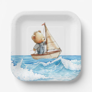 Nautical Boy Sailor Teddy Bears Baby shower Papieren Bordje
