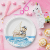 Nautical Boy Sailor Teddy Bears Baby shower Papieren Bordje (Feest)