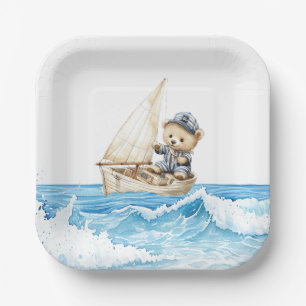 Nautical Boy Sailor Teddy Bears Baby shower Papieren Bordje