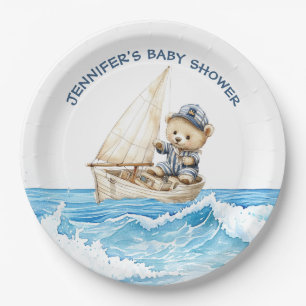 Nautical Boy Sailor Teddy Bears Baby shower Papieren Bordje