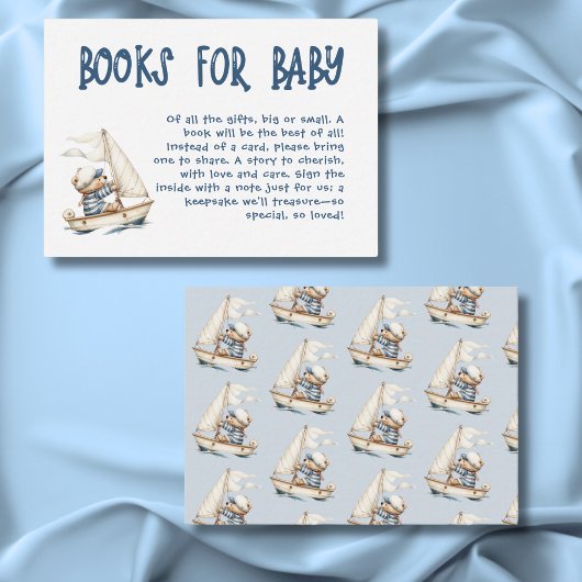 Nautical Boy Sailor Teddy Bears Boeken Baby shower Informatiekaartje