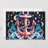 Nautical Boy's Blue Anchor Baby shower Kaart (Achterkant)