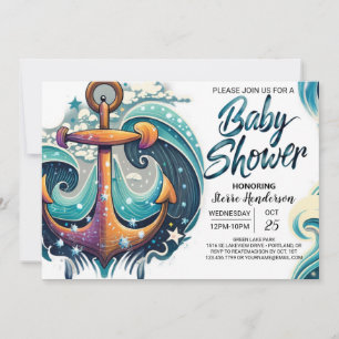 Nautical Boy's Blue Baby shower Kaart