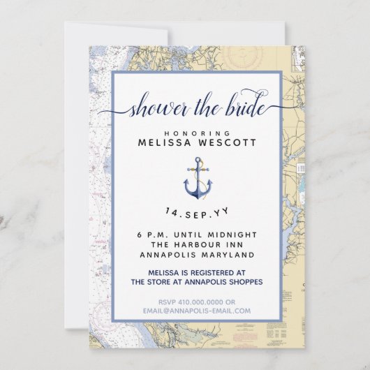Nautical Bridal #Shower #Annapolis Maryland Kaart (Voorkant)