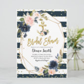 Nautical Bridal Shower Invitation Kaart (Staand voorkant)