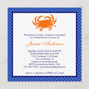 Nautical Bridal Shower Invitation Oranje/Navy Kaart