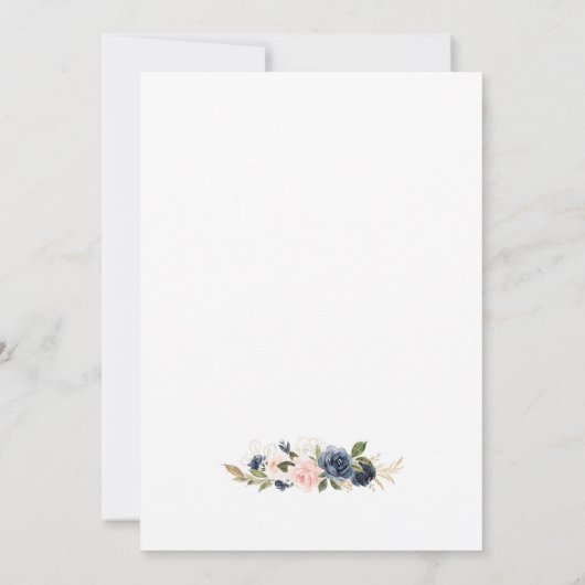 Nautical Bridal Shower Invitation with Florals Kaart (Achterkant)