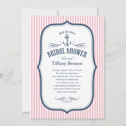 Nautical Bridal Shower Invitations Kaart (Voorkant)