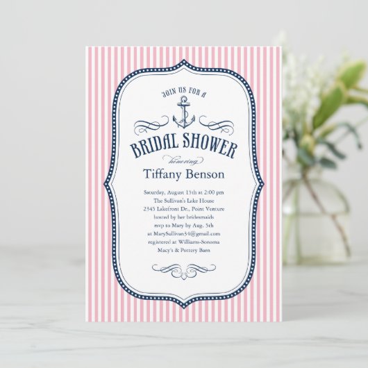 Nautical Bridal Shower Invitations Kaart (Staand voorkant)