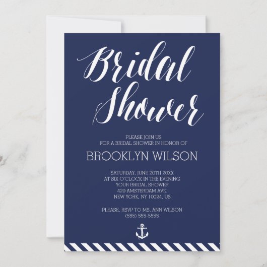 Nautical Bridal Shower Invitations with Stripes Kaart (Voorkant)