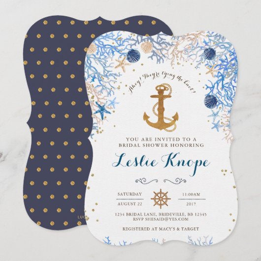 Nautical Bridal Shower Kaart (Voorkant / Achterkant)