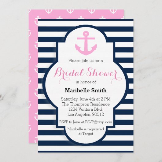 Nautical Bridal Shower Kaart (Voorkant / Achterkant)