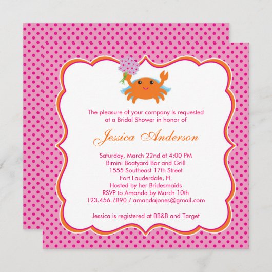 Nautical Bridal Shower Uitnodiging (Voorkant / Achterkant)