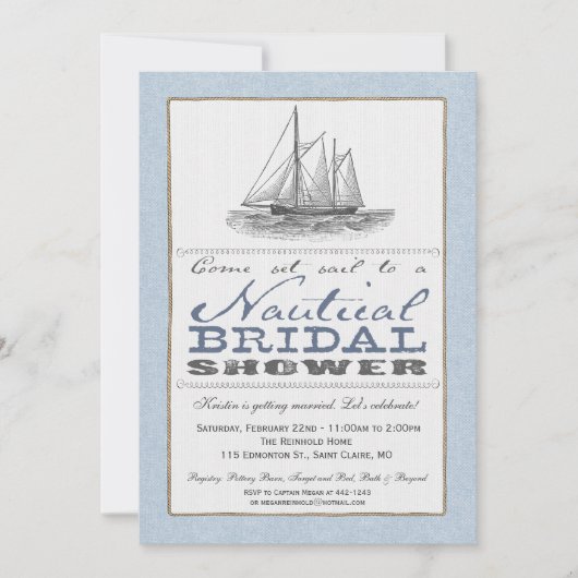 Nautical Bridal Shower Uitnodiging (Voorkant)