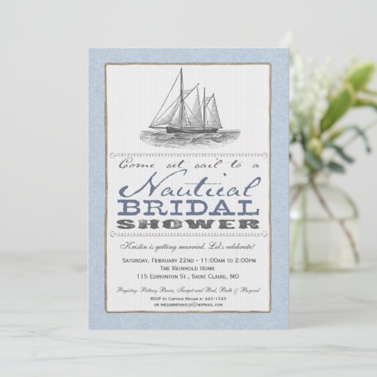 Nautical Bridal Shower Uitnodiging (Staand voorkant)