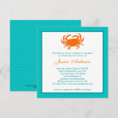 Nautical Bridal Shower Uitnodiging Oranje/Blauwgro (Voorkant / Achterkant)