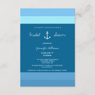 Nautical Bridal Shower-uitnodigingen voor anker Kaart