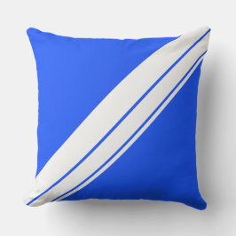 Nautical Bright Blue White Diagonal Racing Stripes Buitenkussen