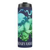 Nautical Bright Ocean Hues Octopus & Name Thermosbeker (Voorkant)