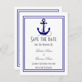 Nautical bruiloft behalve de datum aankondigingskaart (Voorkant / Achterkant)