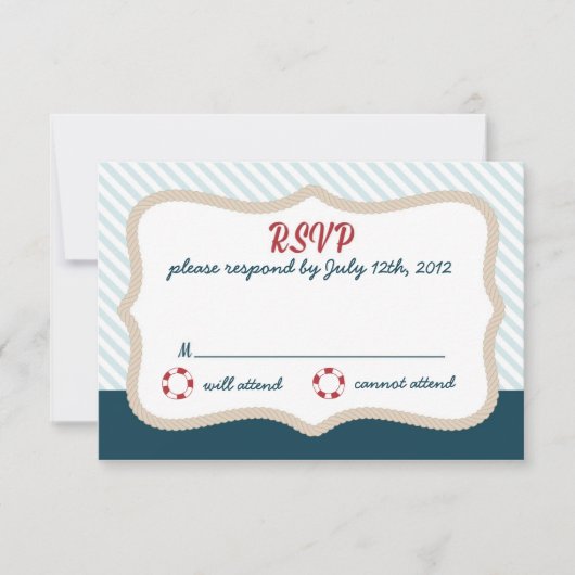 Nautical bruiloft RSVP Kaartje (Voorkant)