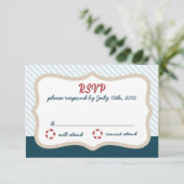 Nautical bruiloft RSVP Kaartje (Staand voorkant)