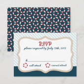 Nautical bruiloft RSVP Kaartje (Voorkant / Achterkant)