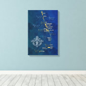 Nautical Buitenter Banks Map Canvas afdrukken (Insitu (Houten vloer))