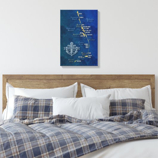 Nautical Buitenter Banks Map Canvas afdrukken (Insitu (Slaapkamer))