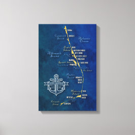 Nautical Buitenter Banks Map Canvas afdrukken