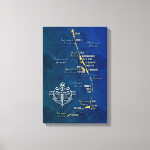 Nautical Buitenter Banks Map Canvas afdrukken