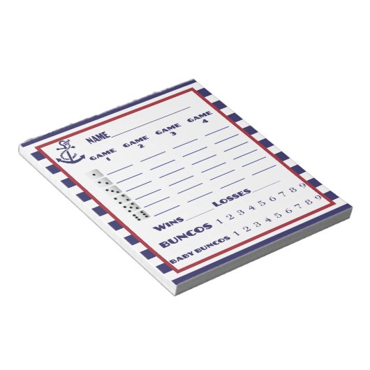 Nautical Bunco Score Pad Notitieblok (Schuin)