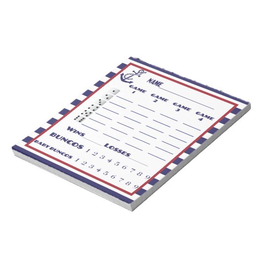 Nautical Bunco Score Pad Notitieblok (Linkerzijde)