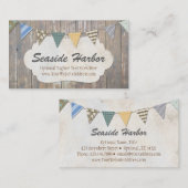 Nautical Bunting on Rustic Wood Shabby Beach Chic Visitekaartje (Voorkant / Achterkant)