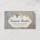 Nautical Bunting on Rustic Wood Shabby Beach Chic Visitekaartje (Voorkant)