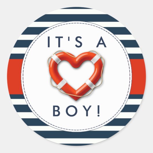 Nautical Buoy Baby shower Stickers - Het is een jo (Voorkant)
