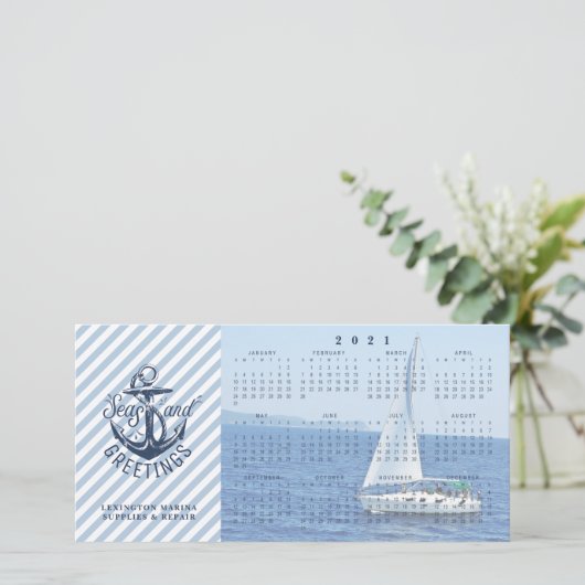 Nautical Business 2021 Calendar SEAsons Greetings Feestdagenkaart (Staand voorkant)