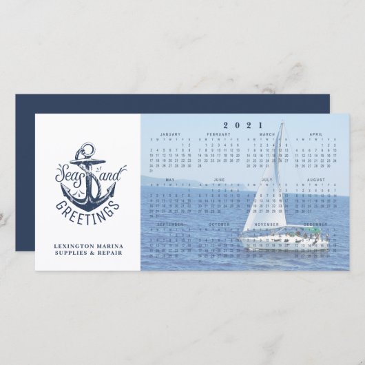Nautical Business 2021 Calendar ZEEEN AND GREETING Feestdagenkaart (Voorkant / Achterkant)
