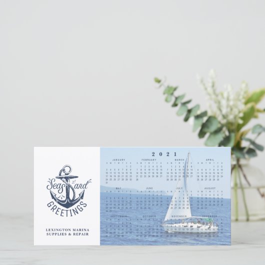Nautical Business 2021 Calendar ZEEEN AND GREETING Feestdagenkaart (Staand voorkant)