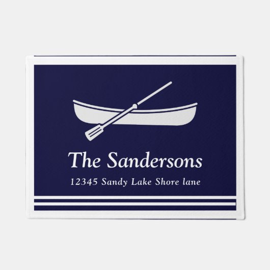 Nautical Canoe Boat Paddles Navy Blue White Deurmat (Voorkant)
