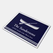 Nautical Canoe Boat Paddles Navy Blue White Deurmat (Schuin)
