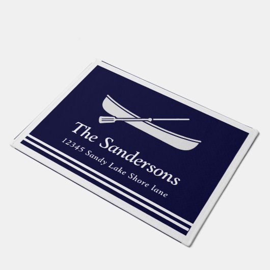 Nautical Canoe Boat Paddles Navy Blue White Deurmat (Schuin)