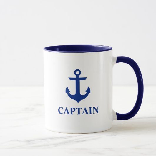 Nautical Captain Anchor Blauw en Wit Mok (Rechts)