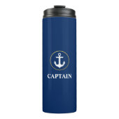 Nautical Captain Anchor Blue Gold Thermosbeker (Voorkant)