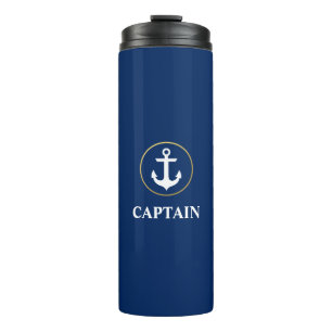 Nautical Captain Anchor Blue Gold Thermosbeker