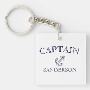Nautical Captain Anchor Boat Name Navy Sleutelhanger