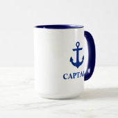 Nautical Captain Anchor Groot Blauw en Wit Mok (Voorkant rechts)