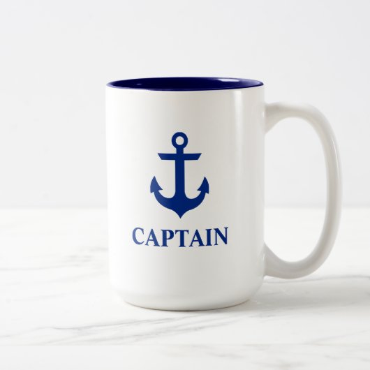 Nautical Captain Anchor Large Tweekleurige Koffiemok (Rechts)
