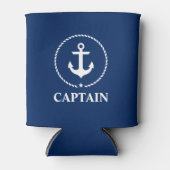 Nautical Captain Anchor Rope Navy Blue Blikjeskoeler (Voorkant)